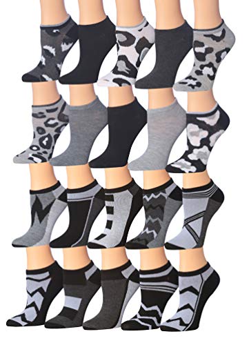 Women's & Girls 20 Pairs Colorful Patterned Low Cut/No Show Socks