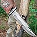GIL HIBBEN Extreme Survival Survivor Bowie Knife With Leather Belt Sheath - 7Cr17 Stainless Steel Sawback Blade, Hefty Handguard and Pommel, Pakkawood Handle, Take into the Wilderness - Length 15