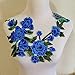 Flowers Embroidered Patch Sticker for Clothing Jacket Jeans Lace Applique DIY Clothes Decorations Fabric Patches (Color C Blue)
