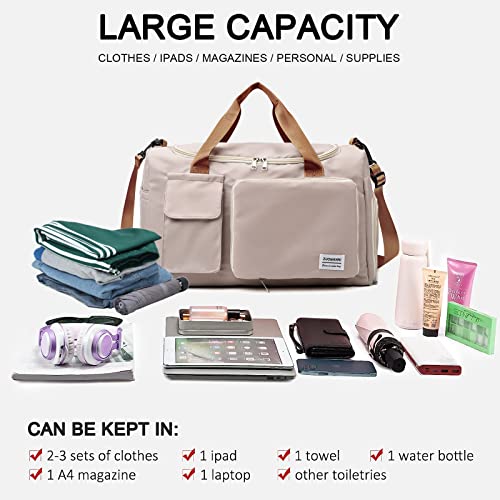 Image of Small Gym Bag for Women, Travel Duffle Bag Carry On Weekender Bag with Shoe Compartment