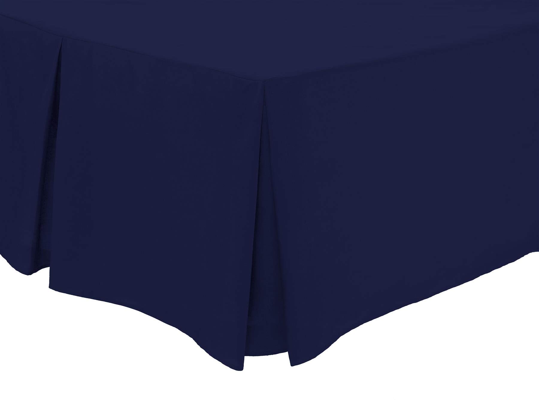 Olivia Rocco Pleated Base Valance Sheet Easy Care Polycotton Base Valances, Double Navy