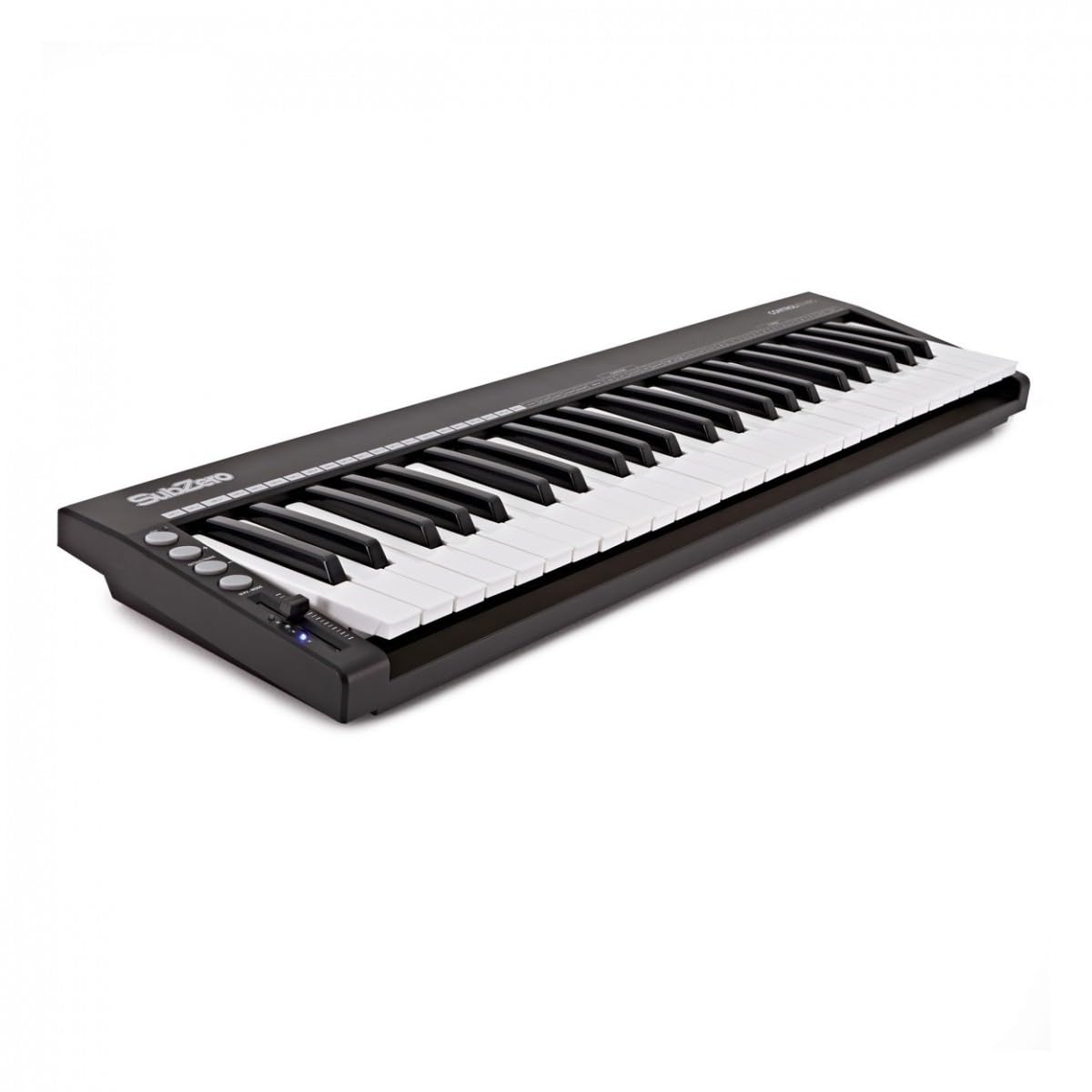 Schlankes Tragbares 49-Tasten-MIDI-Keyboard SubZero ControlKey49S | 49 Anschlagdynamische Tasten mit 5 Kurven, Zuweisbarer Fader, Sustain-Pedal-Eingang, USB-Betrieben
