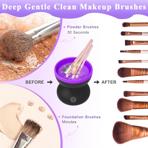 Image of MAYCREATE Electric Makeup Brush Cleaner Machine, Silicone Makeup Brush Cleaning Cup, Portable USB Automatic Spinner Cleaner for All Size Brushes