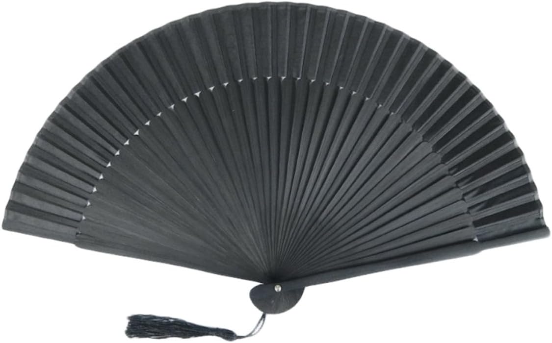 Alipis 2pcs Women Folding Silk Fans Handheld Cat Shape Cartoon Fans with Tassel Pendant Black Foldable No Easy Deformation for Wedding and Decoration