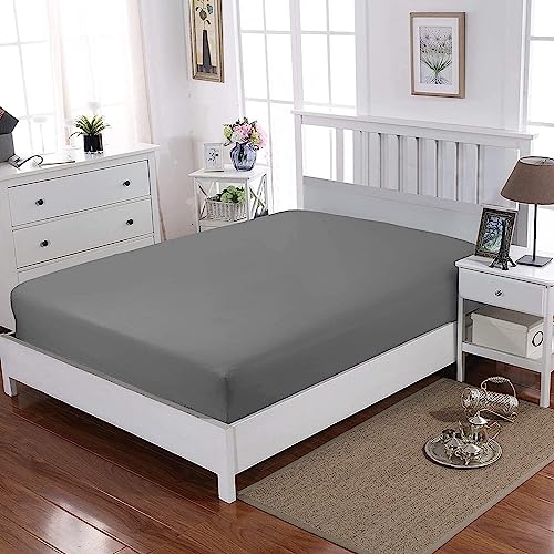 Egyptian Cotton 30cm Extra Deep Fitted Sheet T-200 Thread Count Luxury Hotel Quality Non - Iron Single Double King Super King (Gray, King)