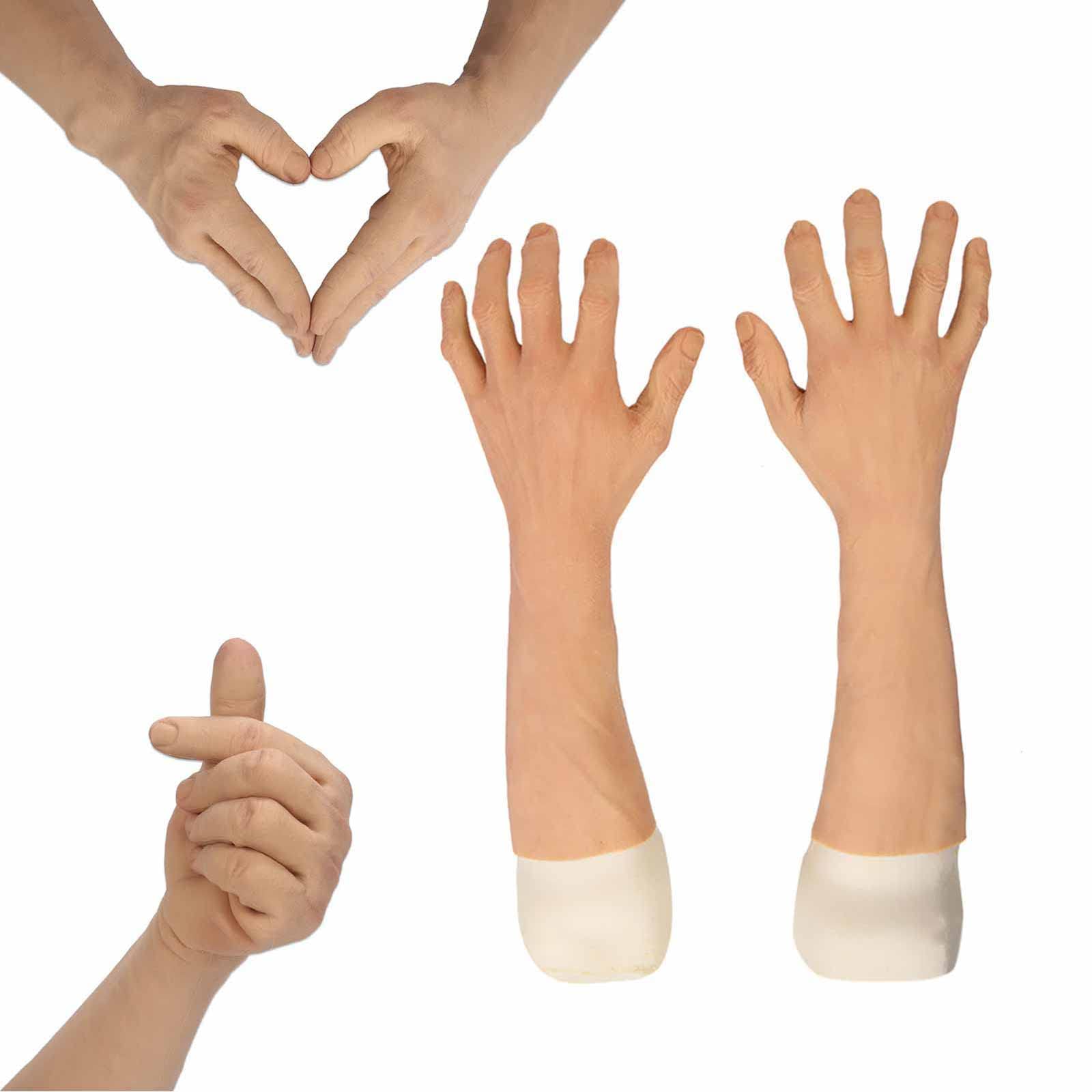 XSWL Gants Vieux Homme en Silicone Manches de Mains Prothétiques Réalistes Protection de Bras Artificielle pour Halloween Cosplay Fête Déguisée