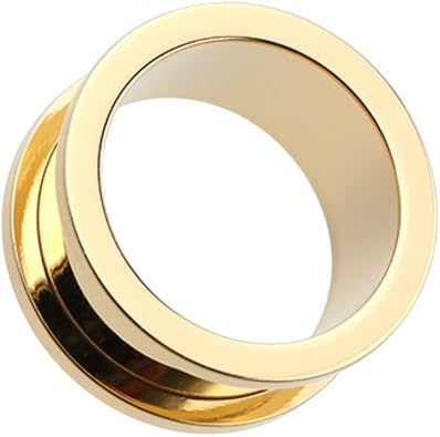 Covet Jewelry Gold Plated Screw-Fit Ear Gauge Tunnel Plug Earrings