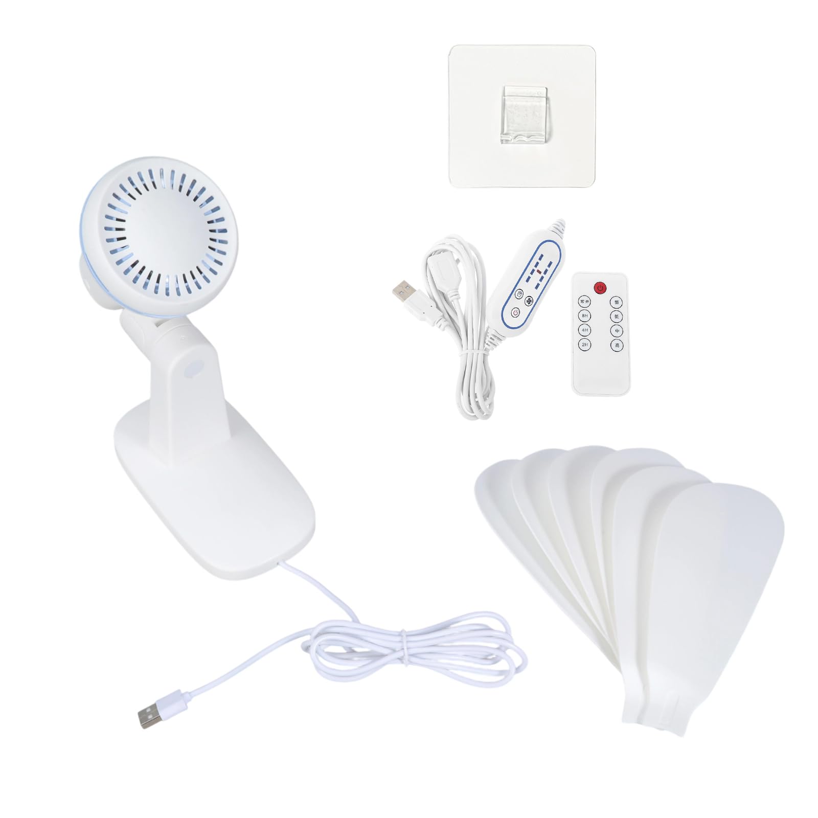 Ventilateur mural alimenté par USB avec télécommande amovible, 4 réglages de vitesse et fonction minuterie pour tente domestique ventilateur mural USB avec télécommande