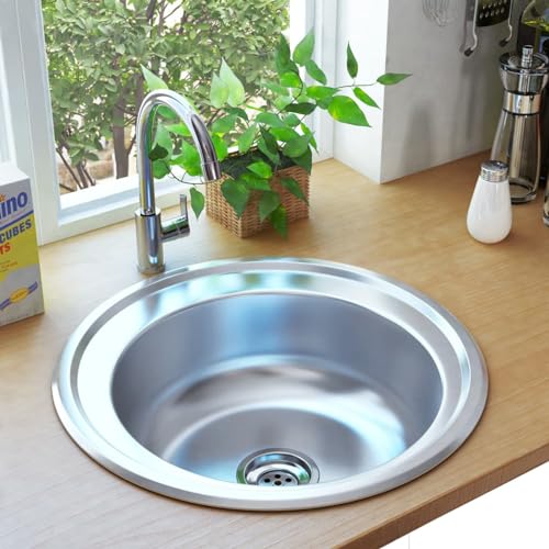 Snsowed Fregadero de Cocina con colador y sifón, Mueble Pila Lavadero, Fregadero sobre Encimera, Pila Fregadero Cocina, Fregadero Baño Encimera, Picas De Cocina, de Acero Inoxidable