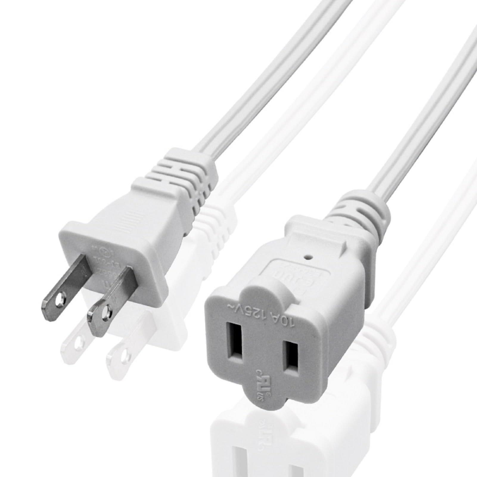 2 Pole Extension Cable 0.3 m Flexible Small Power Cable for Office or Home US Plug/Socket White Power Cable for NEMA 1-15P to NEMA 1-15R for-image-21