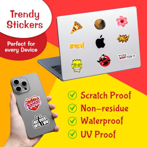 Image of CodersParadise Random Stickers Pack of 55, Vinyl Decorative Decals for Laptop, Water Bottle, Phone Case, Journal, Notebook, Scrapbook, Luggage, Helmet, Bike and DIY Craft Projects