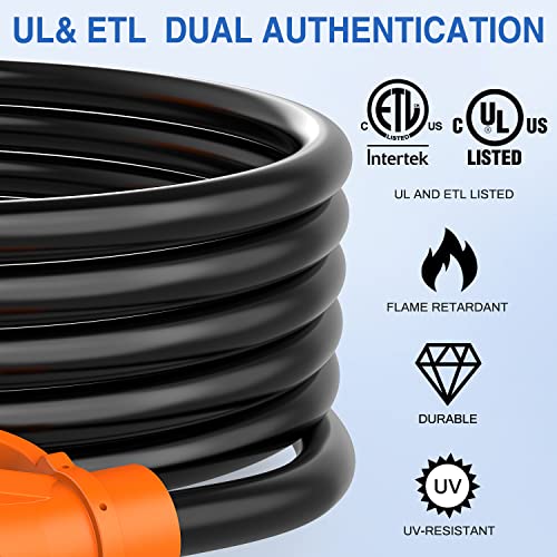 Image of Nilight 30 Amp 15FT RV Extension Cord 125V Heavy Duty 10 Gauge Pure Copper STW Wire UL ETL Listed 3 Prong TT-30P TT-30R 30F /30M Weatherproof Suit for Camper Caravan Trailer