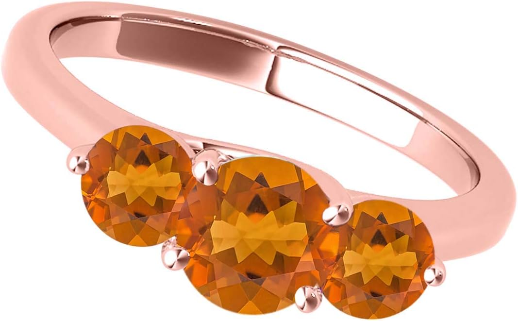 MauliJewels 2.25 Carat Three Stone Citrine Ring Prong 10k Rose Gold