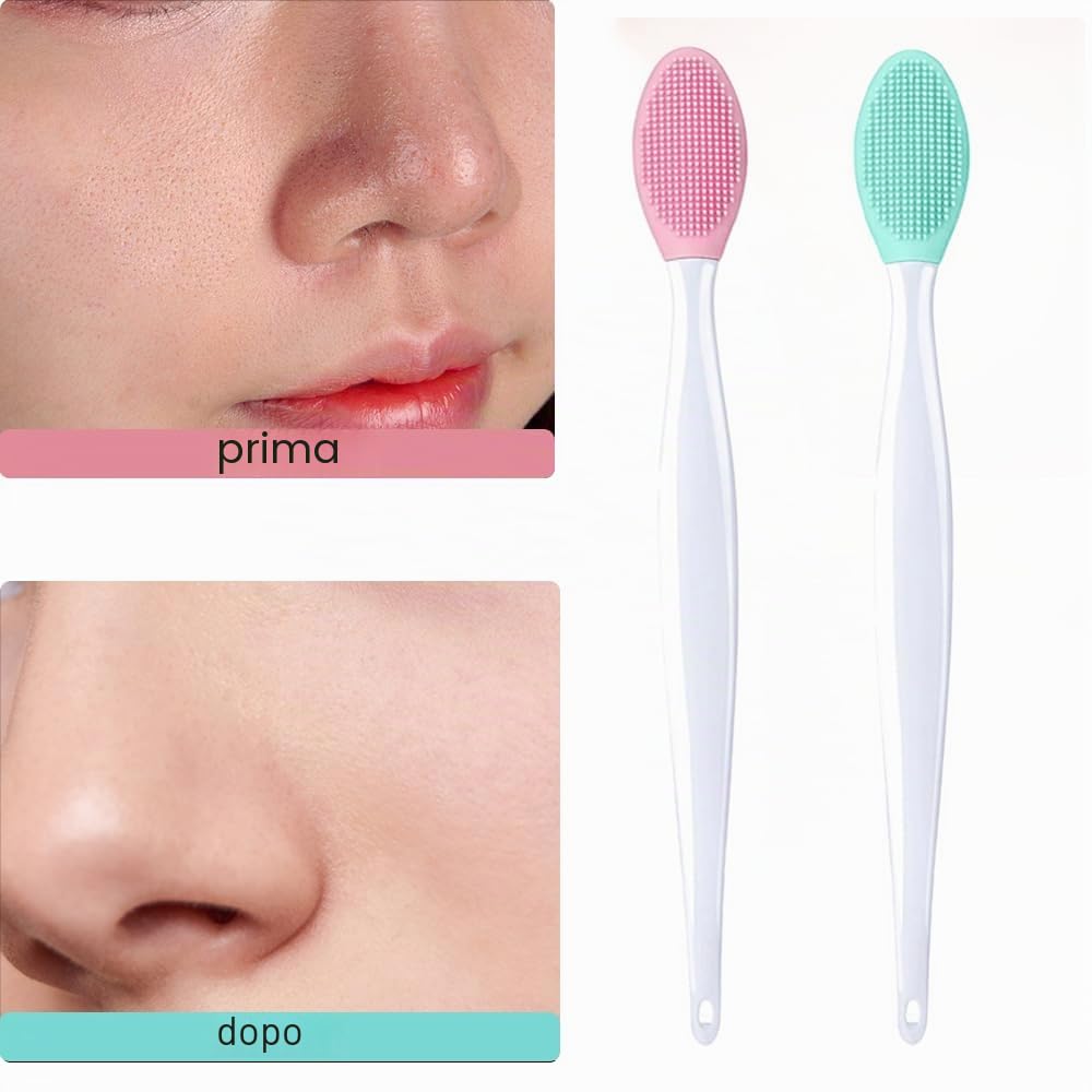 Pennello Esfoliante per Labbra in Silicone, 2 Pcs Pennelli per Labbra in Silicone, Spazzole per Labbra Morbido a Doppia Faccia, Spazzola Esfoliante per Labbra