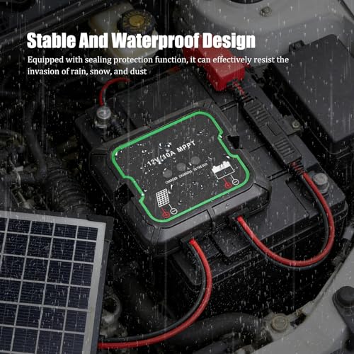 Controlador de carga solar inteligente de 12V, sistema MPPT portátil e impermeable para litio 8