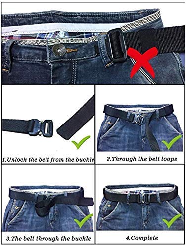 Image of JELINDA Men's Tactical Belt Military Style Webbing Nylon Belt for Men with Metal Buckle