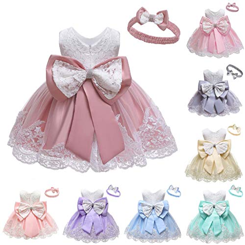 Mbby Abito Bambina Bowknot, 0-24 Mesi Vestito