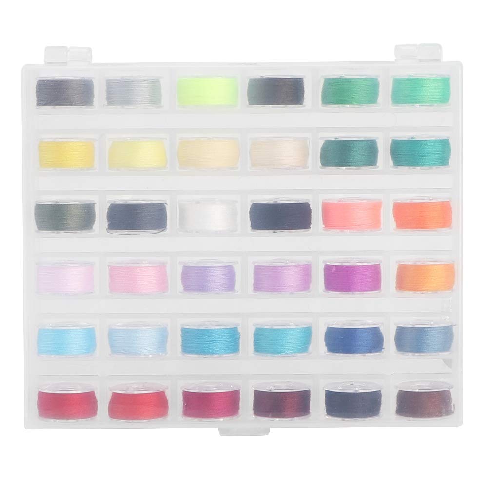 ariarly 36 Grid Transparent Sewing Bobbin Kit Box with Bobbins for Sewing Machine Supplies