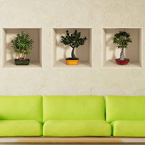 Autocollant mural 3D amovible en PVC bonsaï - Décoration murale