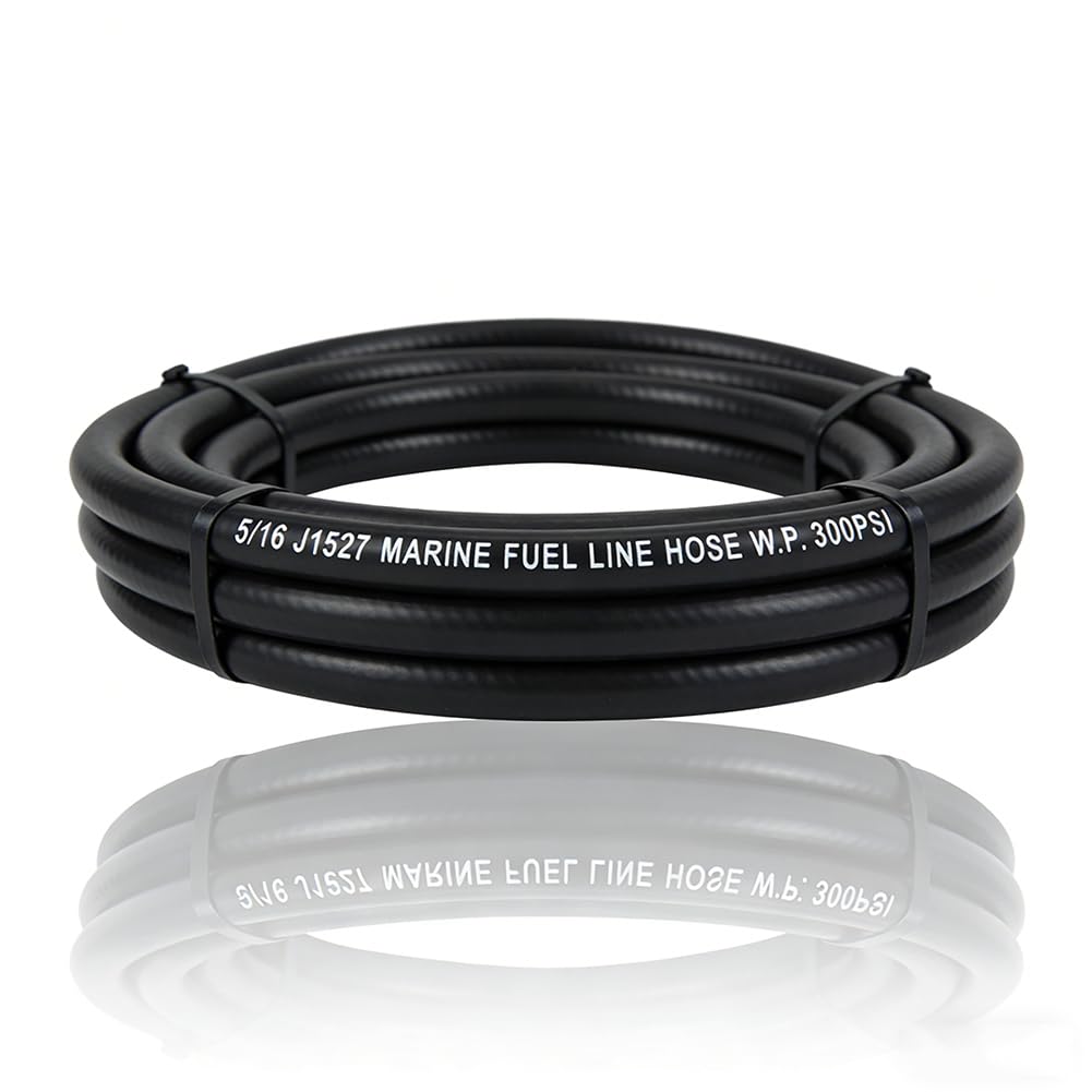 5/16 Marine Fuel Line Hose- 20FT J1527 Boat Fuel Line for Boat Engines, Diesel, and Ethanol Blends - Durable Hydraulic Fuel Hose for Marine Applications