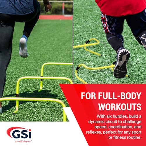 GSi Dual Height Agility Hurdle Pack of 6 – Adjustable 6" & 12" Training Hurdles for Sports, Fitness, and Agility Drills – Durable PVC Yellow Speed Hurdles for Soccer, Track, and Football Training - Image 5