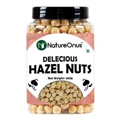 NATUREONUS Premium Hazelnuts 250 Gram | Healthy & Delicious Hazel Nuts For Eating, Raw & Dehulled For Making Chocolate S