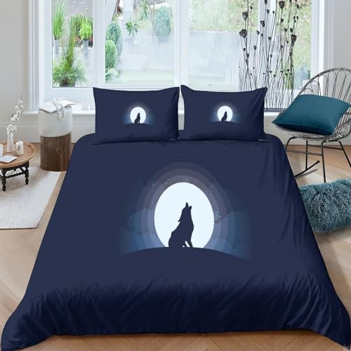 Housse de couette loup 3D microfibre hypoallergénique parure de lit king size - 2