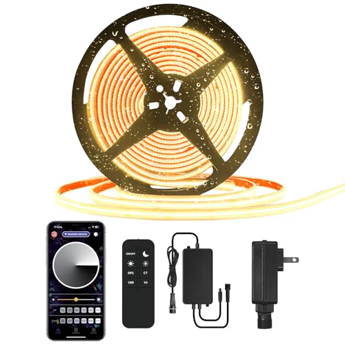 BUNACET 50ft COB Outdoor LED Strip IP67 Waterproof, 3000K Warm