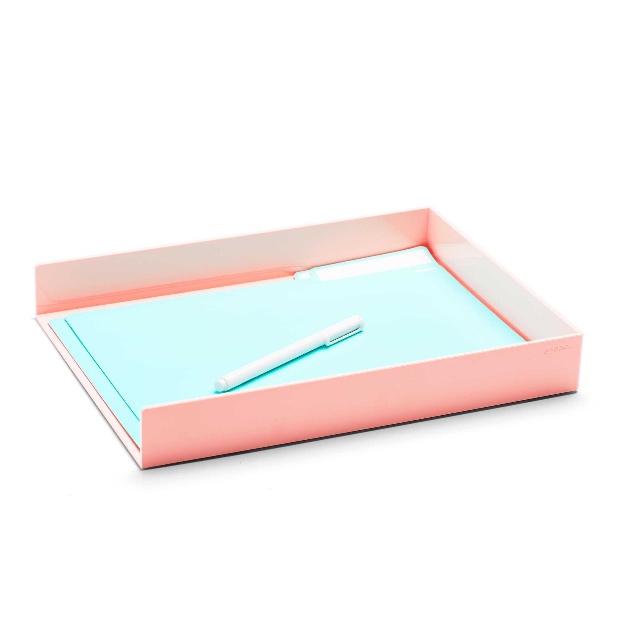 Poppin Stacking Letter Tray, fard, 9 – 3/4 x 12 – 1/2 x 1 – 3/4 h