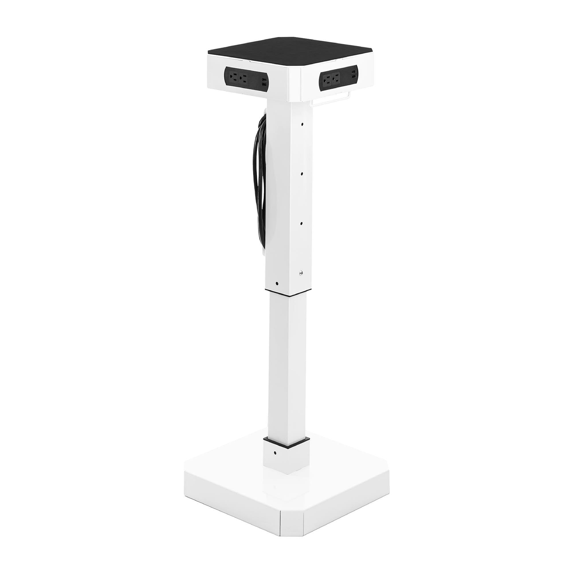 PowerPro Rolling Charging Station Tower | Portable Charger with 8 USB Ports & 8 AC Outlets | Multi-Device Charging for Schools, Offices & Events | Mobile Design, No Assembly Required (White)