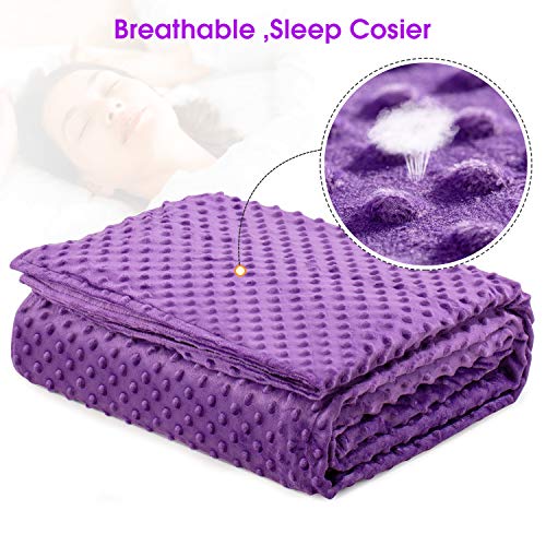 Image of Acdyion Weighted Blankets Removable Duvet Cover for Adults Twin Size (48 inchx72 inch),Heavy Blanket Duvet Cover with Soft and Comfort Minky with 12 Ties,Machine Washable Soft Weighted Blanket Cover (Purple)