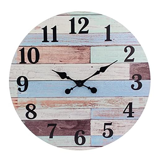 Stonebriar Vintage Coastal Worn Blue 18 Inch Round Battery Operated Wall Clock