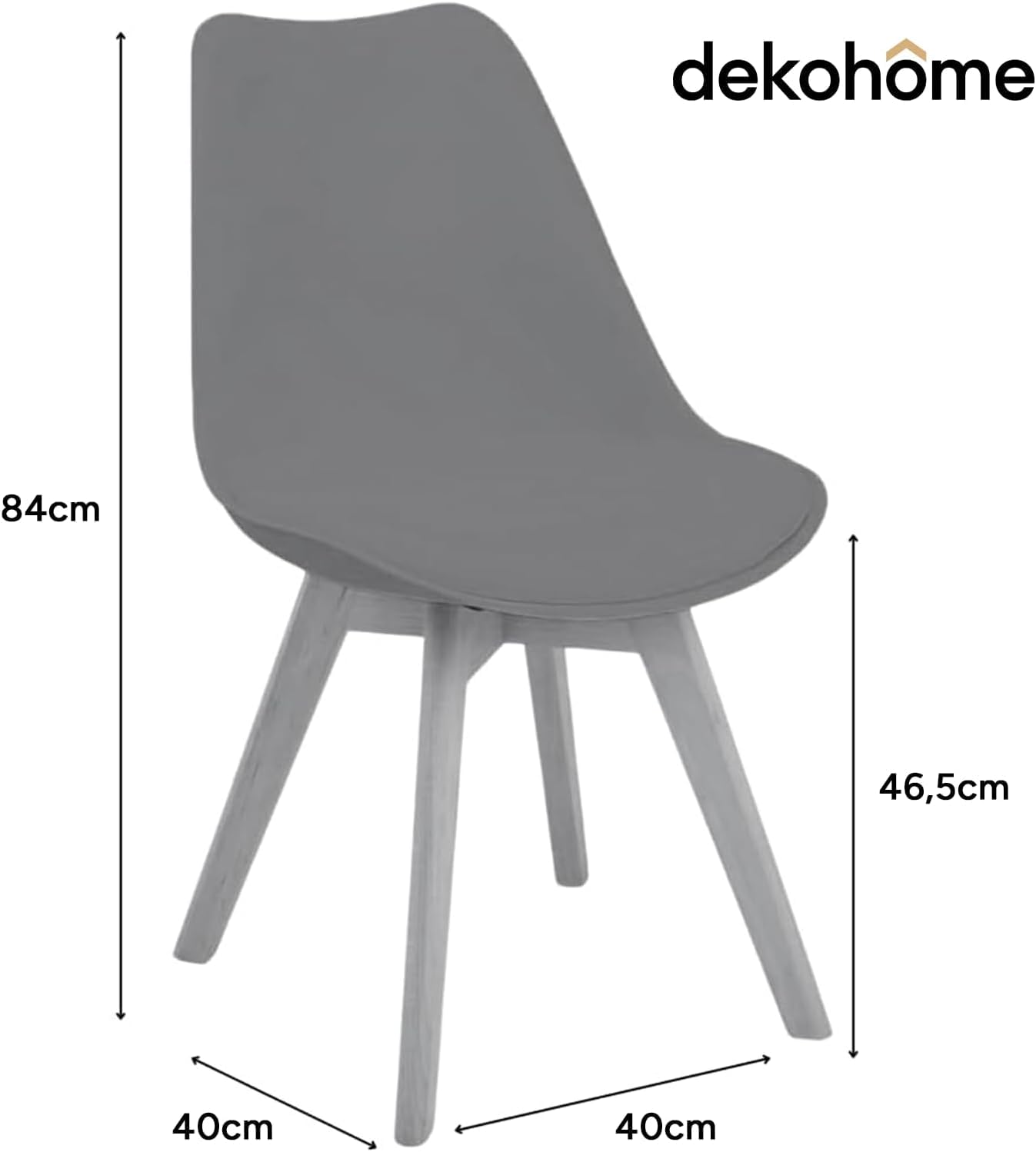 Sillas de Comedor, Sillas de Cocina con Respaldo Ergonómico, Asiento Acolchado Tapizado y Patas de Madera Maciza de Haya (Blanco, 4 Sillas)