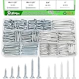 320Pcs Premium Hardware Nails & High Hardness Wood Screws Assortment Kit,11 Sizes (1/2"-2"),Phillips Drive Flat Head, Wood Screws,Galvanized,Picture Hanging,Wood,Common Nails with Storage Box
