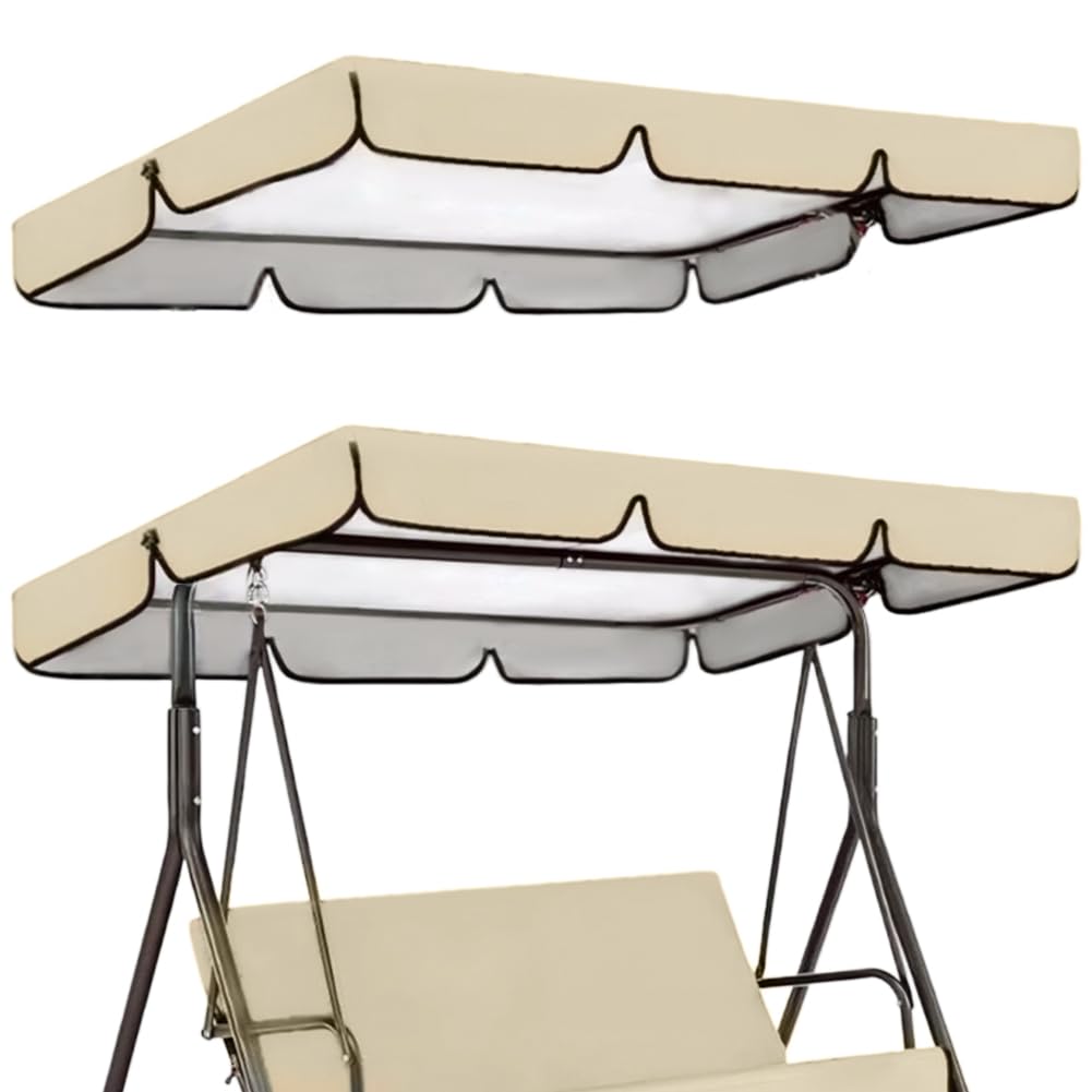 GORGECRAFT Copertura di Ricambio per Altalena da Giardino da 195x125cm per Altalena da Cortile Beige A 3 posti per Veranda Patio Sedia A Baldacchino Protezione UV Impermeabile per Amaca Mobili caffè