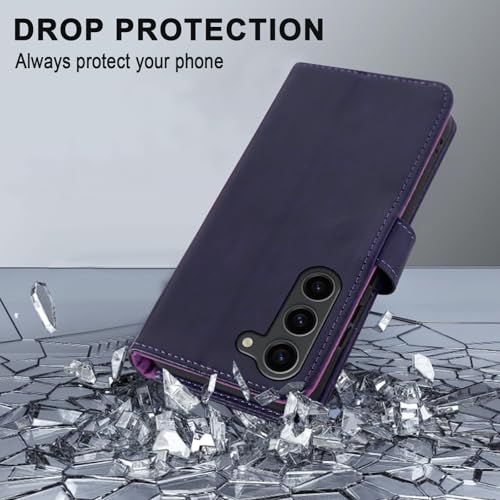 Funda Samsung Galaxy S23 6,1" de piel tipo libro billetera morada 7