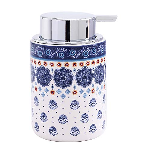 Bico Blue Talavera Ceramic 12oz Soap Dispenser, with Removable Pump, Ideal for Kitchen soap, Bathroom Soap, Lotion and Essential Oil