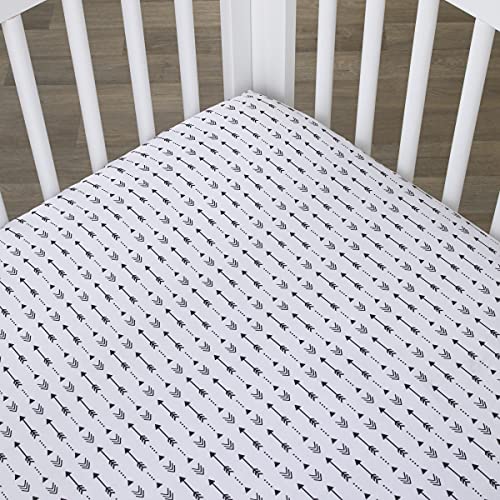 Image of Little Love by NoJo Little Man Cave Ivory and Black Arrows Nursery Fitted Crib Sheet