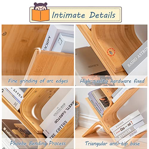 Bamboo Tree Bookshelf, 8-Tier Wood Bookcase Rack, Free Standing Book Storage Organizer Shelves, Books/Albums/Files Holder Display Storage Rack Space Saver For Living Room Bedroom-Log 55X23X5Inch #TOP4