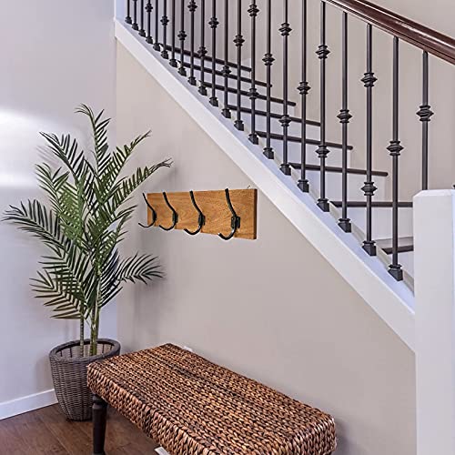 Wrightmart Coat Rack, Handmade, 4 Hanger Hook, Mahogany Hardwood, Durable Rustic Wall Mount, Versatile Hanger For Entryway, Bedroom, Bathroom, Farmhouse Boho Decor, 18" Natural Finish #TOP1
