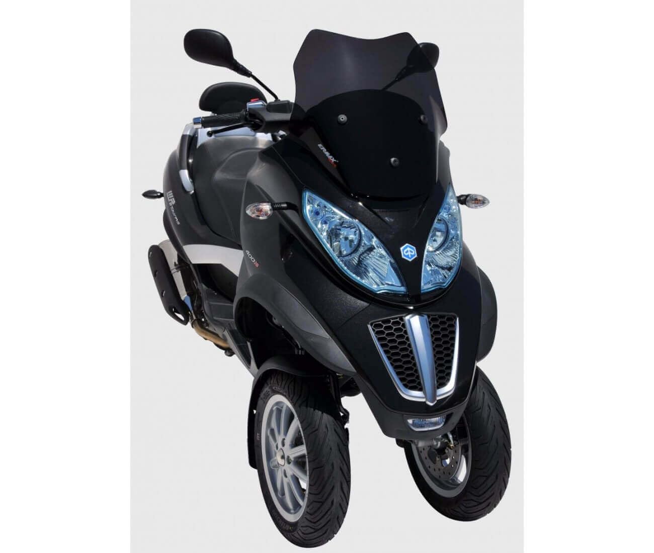 Pare-brise Ermax Fumé Pour Piaggio MP3 125-500 (2011-2018) - 45cm Touring Sport - Noir Clair