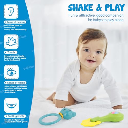 Image of Zest 4 Toyz Baby Rattle Toy, 6-12 Months Rattles and Teether for Babies Lovely Attractive Non Toxic Rattles for Kids (Pack of 3)