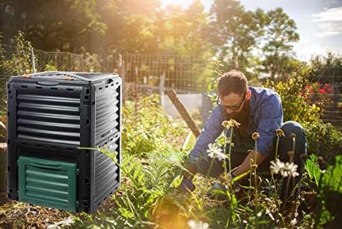 Bild 1 - Komposter 300 Liter Schnellkomposter Kunststoff, Thermokomposter Garten für Küchen- und Gartenabfälle, mit Klappdeckel & Entnahmeklappe, Stecksystem, recycelter Kunststoff, Made in EU