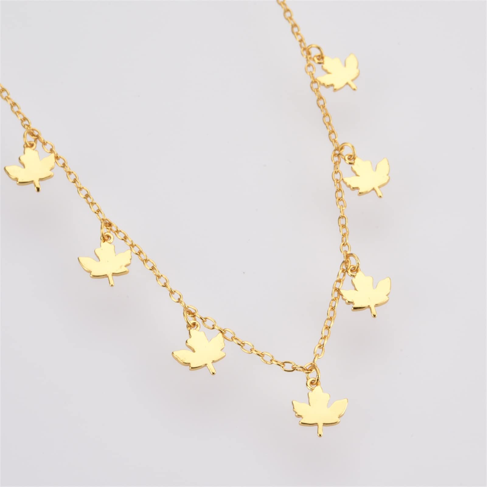 Collana da Donna 925 Sterling Silver Golden Acero Foglia a Pendente Collana Collana Collana Lunga Catena Rossa Smalto Signore Gioielli squisiti per Collezione Regali Decorazioni Costume