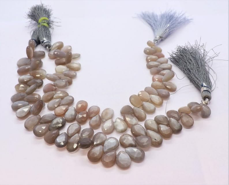 Perles en pierre de lune grise de qualité supérieure pour enfilage de colliers raffinés