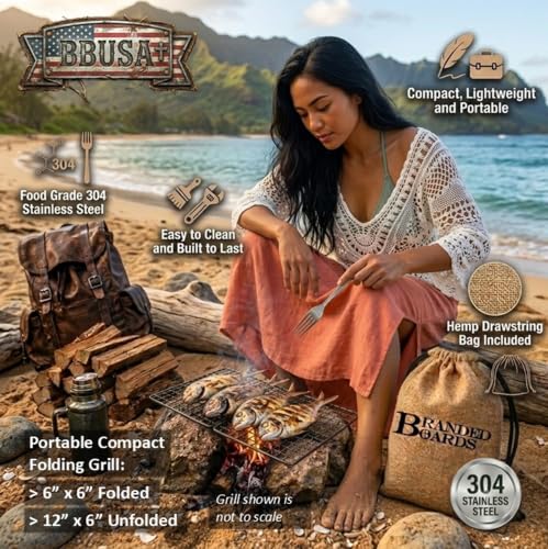 Parrilla portátil plegable de acero inoxidable para camping miniatura 6