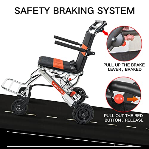 Homyking Lightweight Wheelchair For Adults, Portable Folding Transport Wheelchair With Hand Brake #TOP4