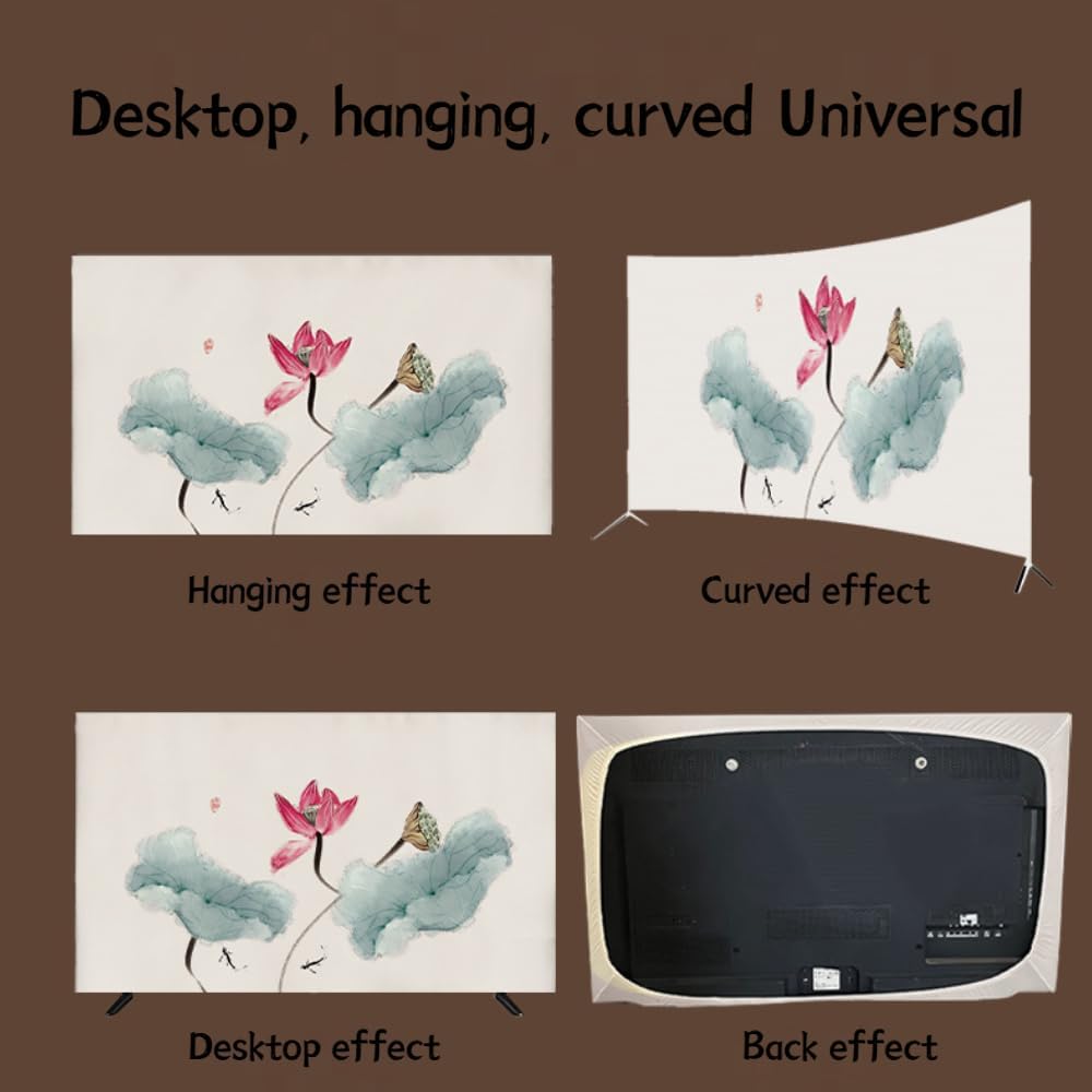 TV Cover TV Screen Protectors Art Cover Simple Elastic Full-cover for LCD LED Desktop Hanging TV Dust-Proof Colorful TV Display Protectors Multi-Function Multi-Size TV Cover-Blue-gray3||67-75 inch