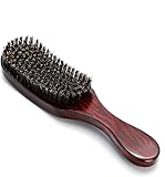 Boar Bristle Hair Brush, Medium Firmness Reinforced Natural Wave Bristles Comb Soft Curly Frizzy Wavy Dry Damaged Hair Hair styling Tools Brown Wood Handle Long Short Thin Fine Firm Hair Men Women
