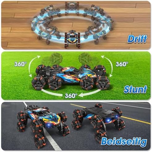 Remote Controlled Car, 8WD RC Drift with Hand Control, RC Stunt with LED Light, Music and Spray, Remote Controlled Toy Gift from 3 4 5 6 7 8 9 10 11 12 Years Boys Cool Car Kids Toy